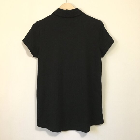 Cupio Black Viscose Button Up Short Sleeve Tee Blouse Soft Knit M EUC - Picture 2 of 14